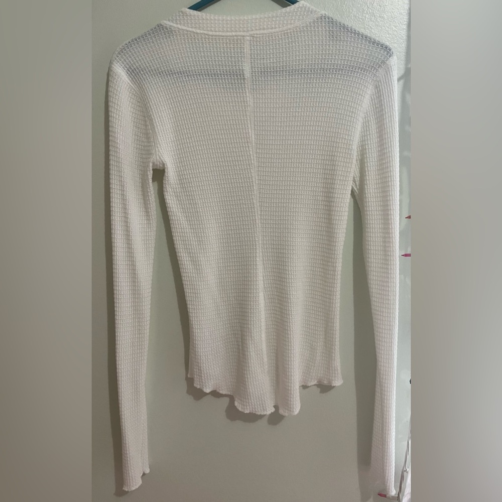 Free People White Waffle Knit Top - Picture 4 of 6